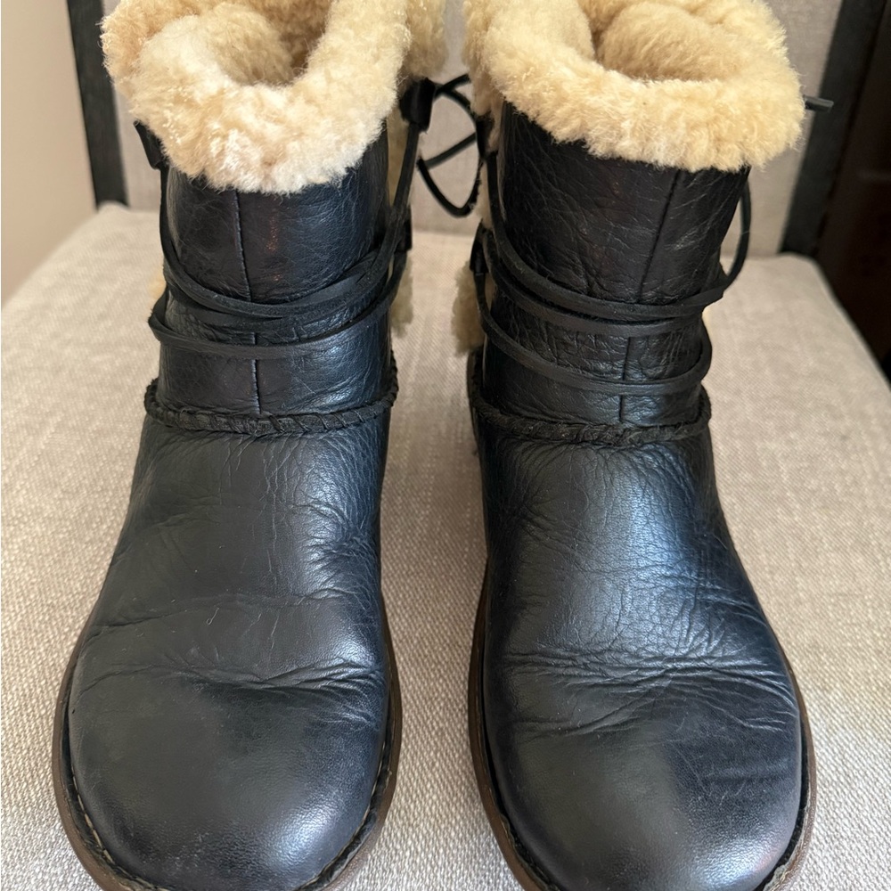 UGG Black Boots with Cream Fur Lining
